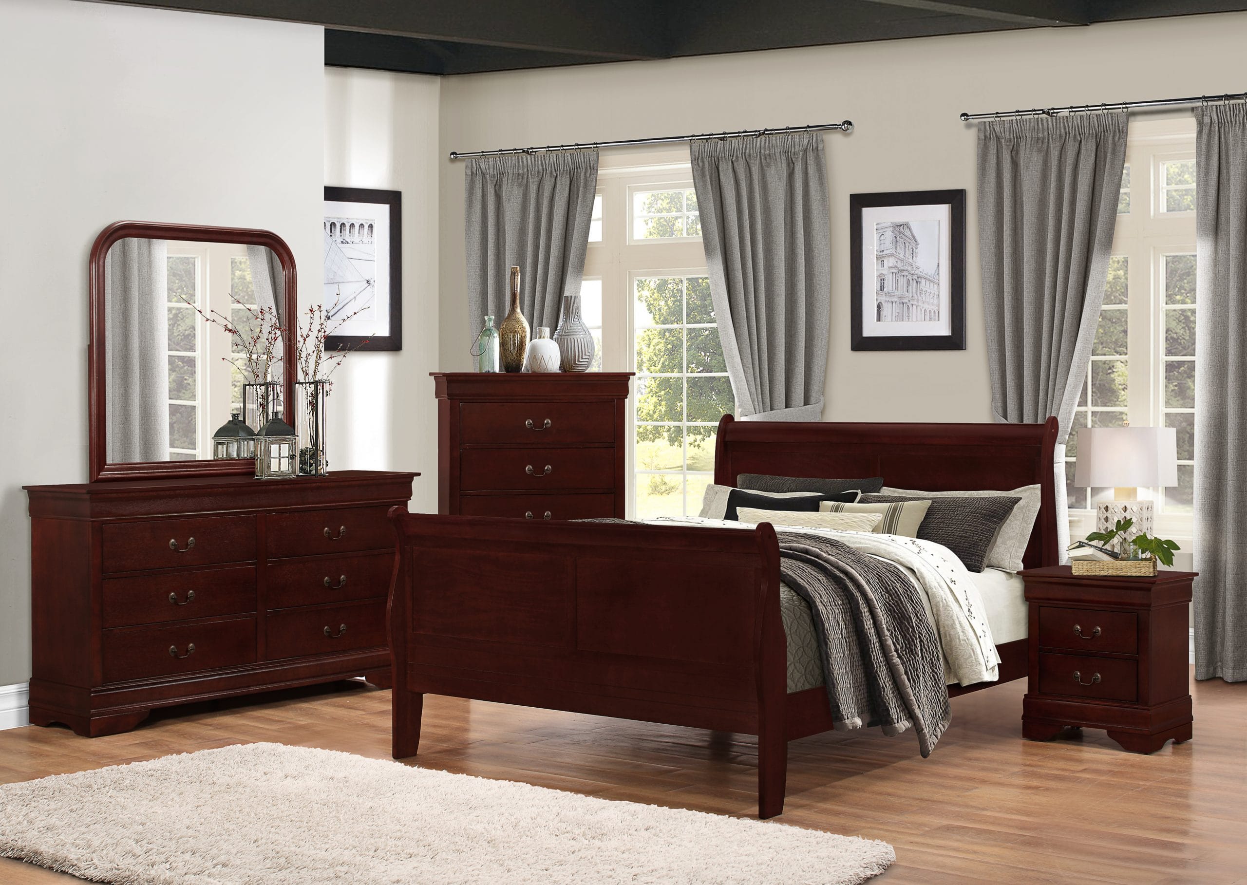 Louis Phillip Cherry Bedroom Set
