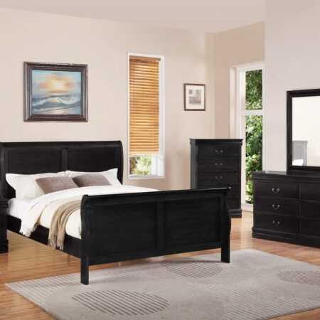 Louis Phillip Black Bedroom Set