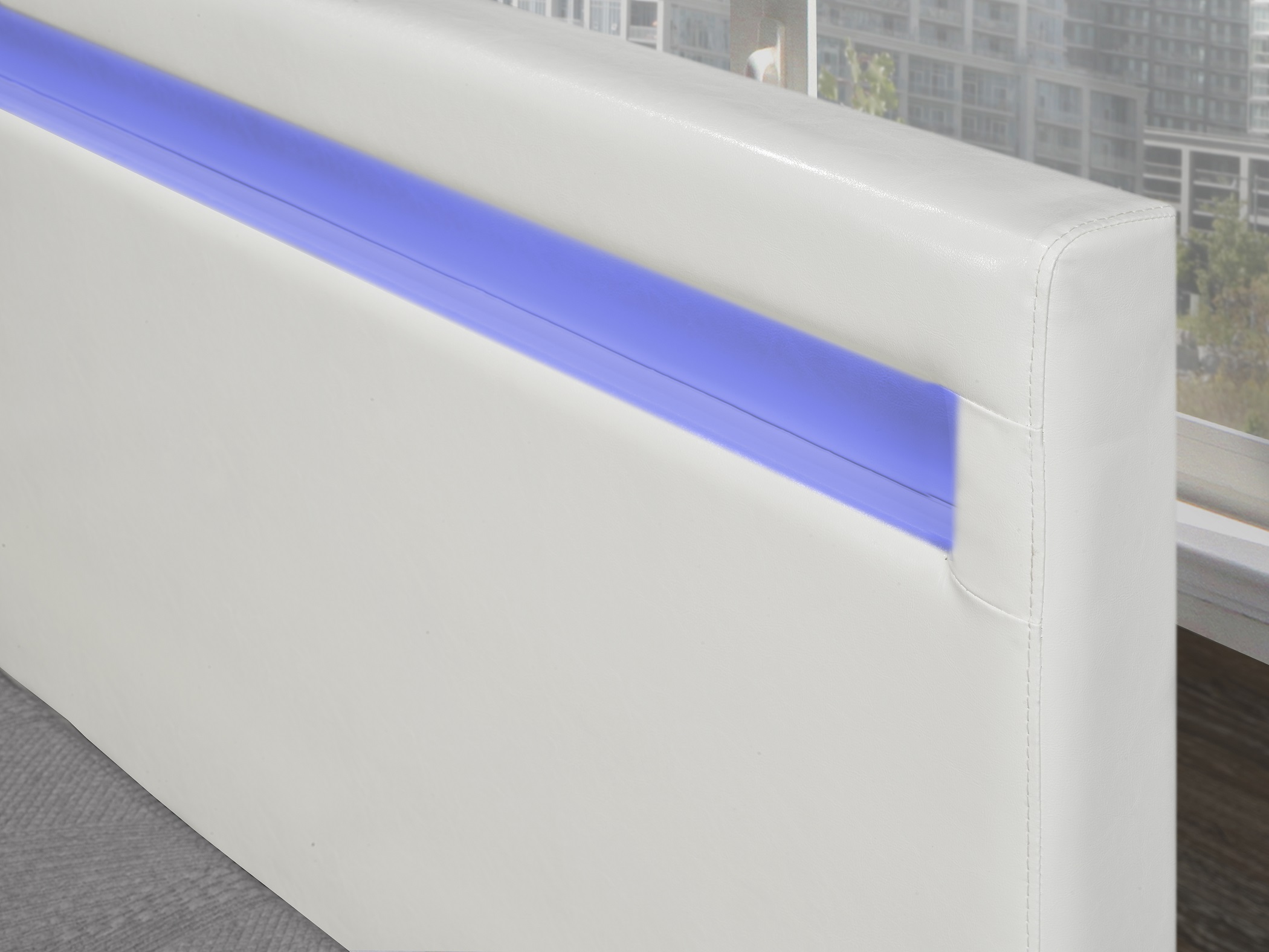 LX688 WH DHARA Full BED FRAME W/LED LIGHT, WHITE - Image 2