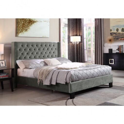7007Q GR JIA Queen PLATFORM BED FRAME GREY
