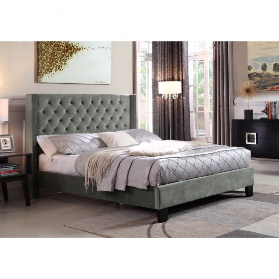 7007Q GR JIA King PLATFORM BED FRAME GREY