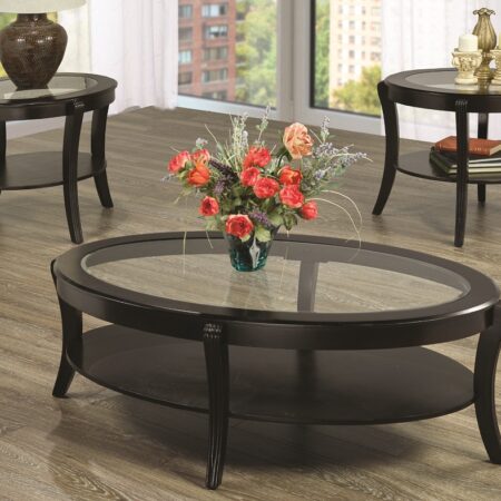 Black Glass Coffee Table Set