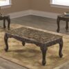 Walnut Coffee Table Set with Marble Tops