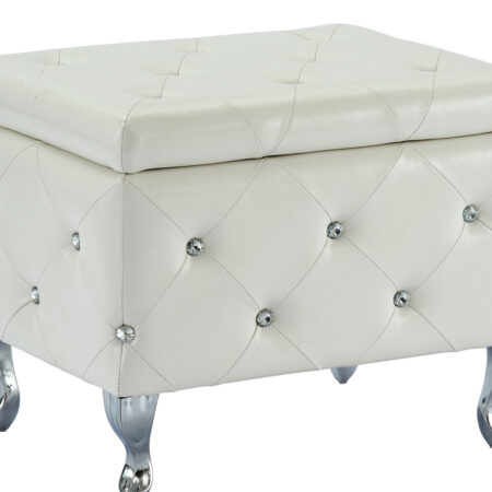 Worldwide Monique Square Storage Ottoman in White