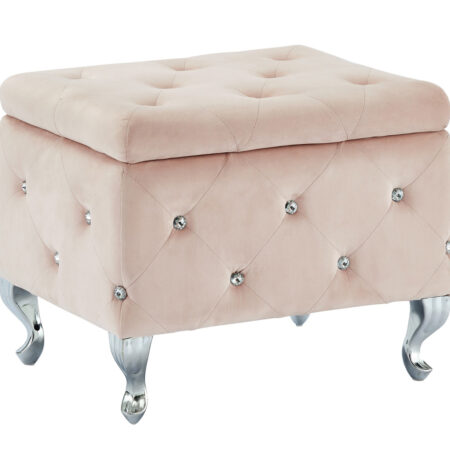 Worldwide Monique Square Storage Ottoman in Blush Pink