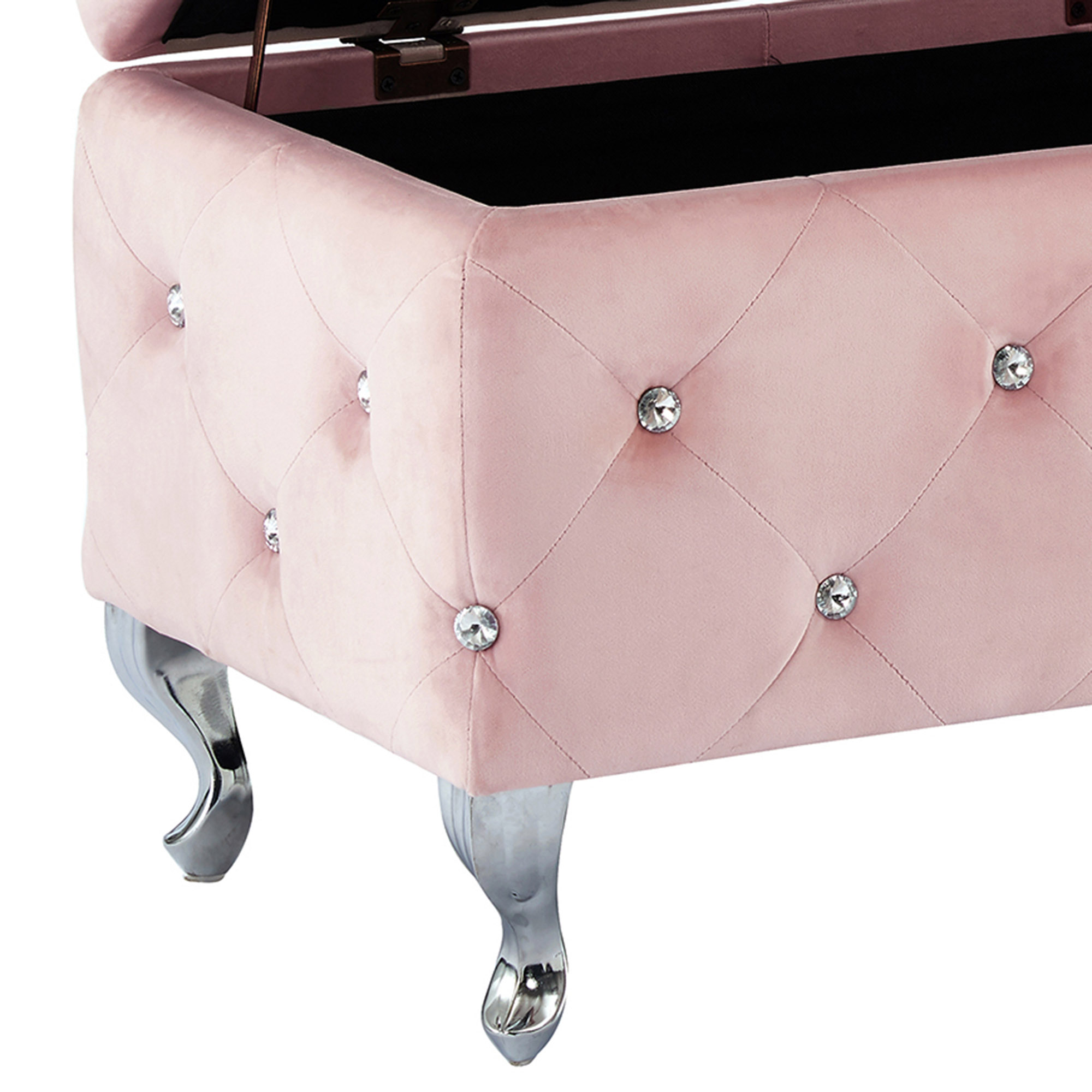 Worldwide Monique Rectangular Storage Ottoman in Blush Pink - Image 7