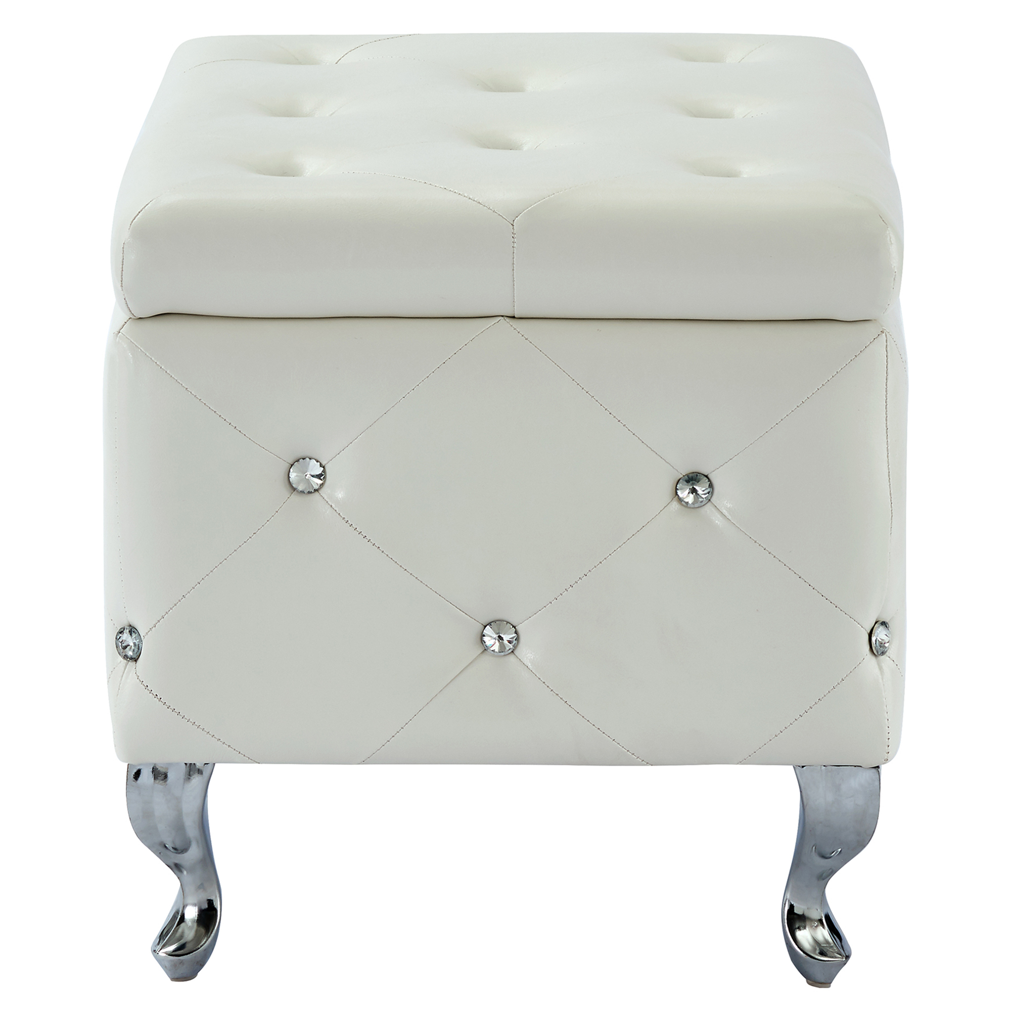 Worldwide Monique Rectangular Storage Ottoman in White - Image 5