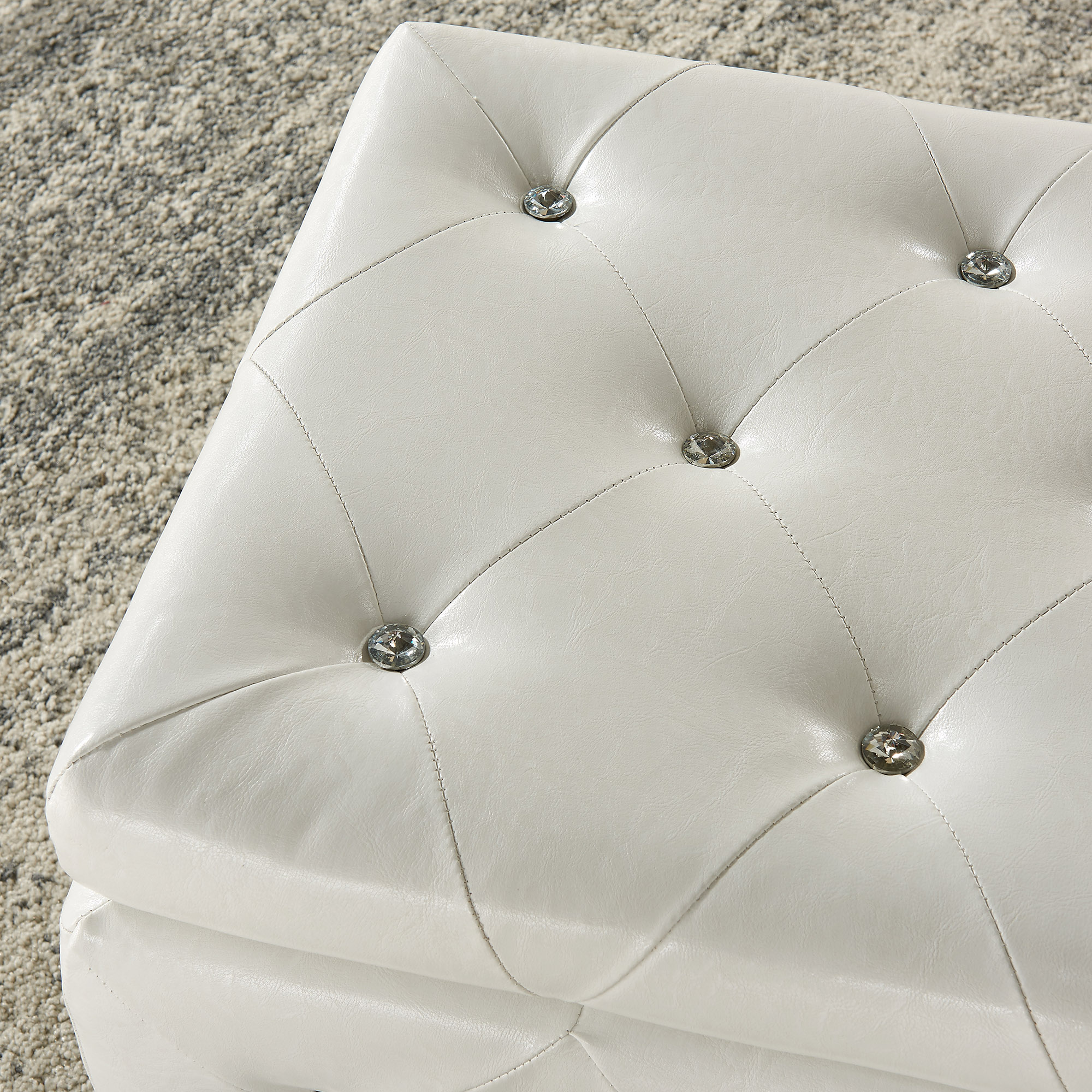 Worldwide Monique Rectangular Storage Ottoman in White - Image 6