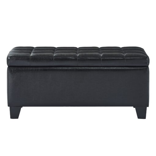 Worldwide Winston Rectangular Storage Ottoman in Black