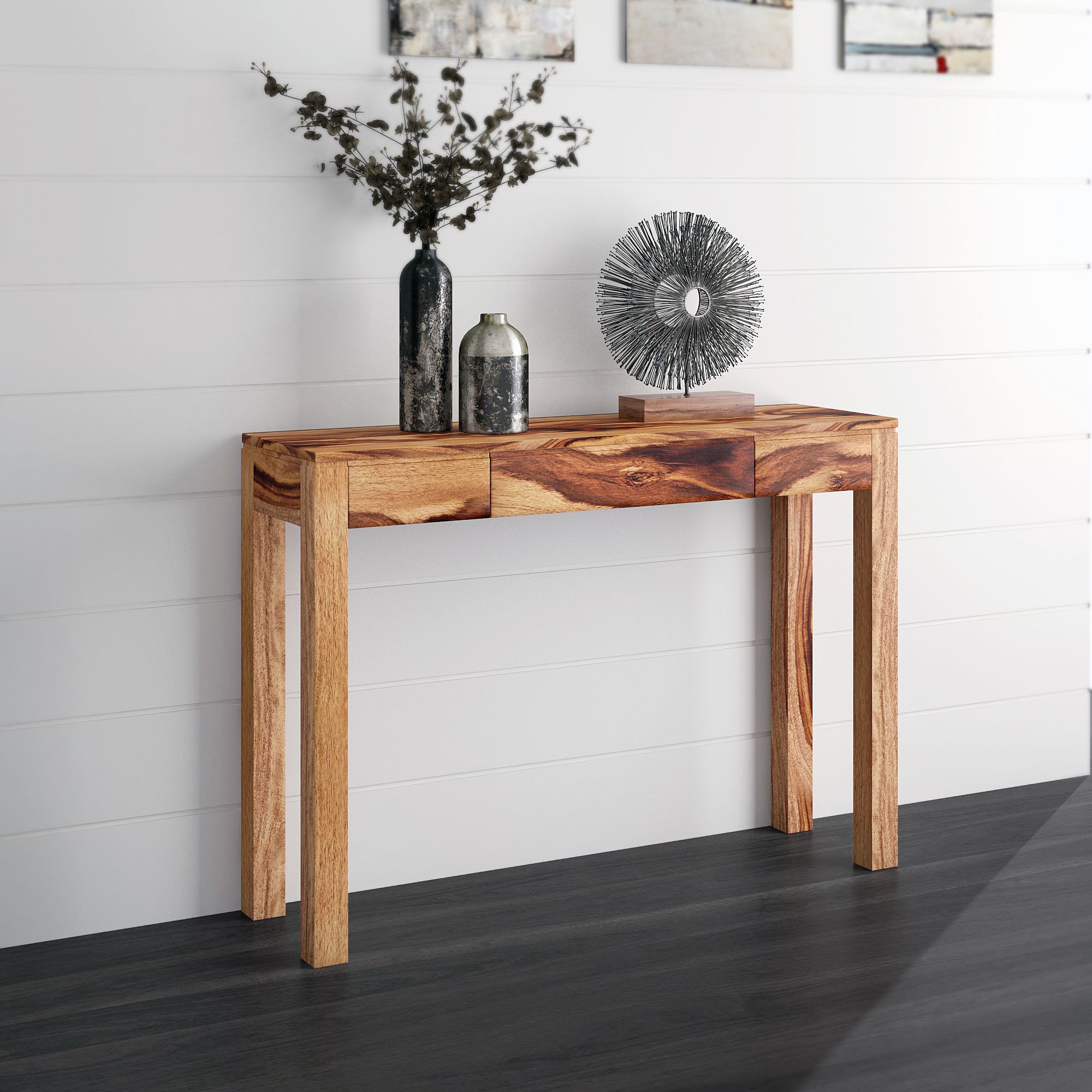 Worldwide Idris Console/Desk in Dark Sheesham - Image 4