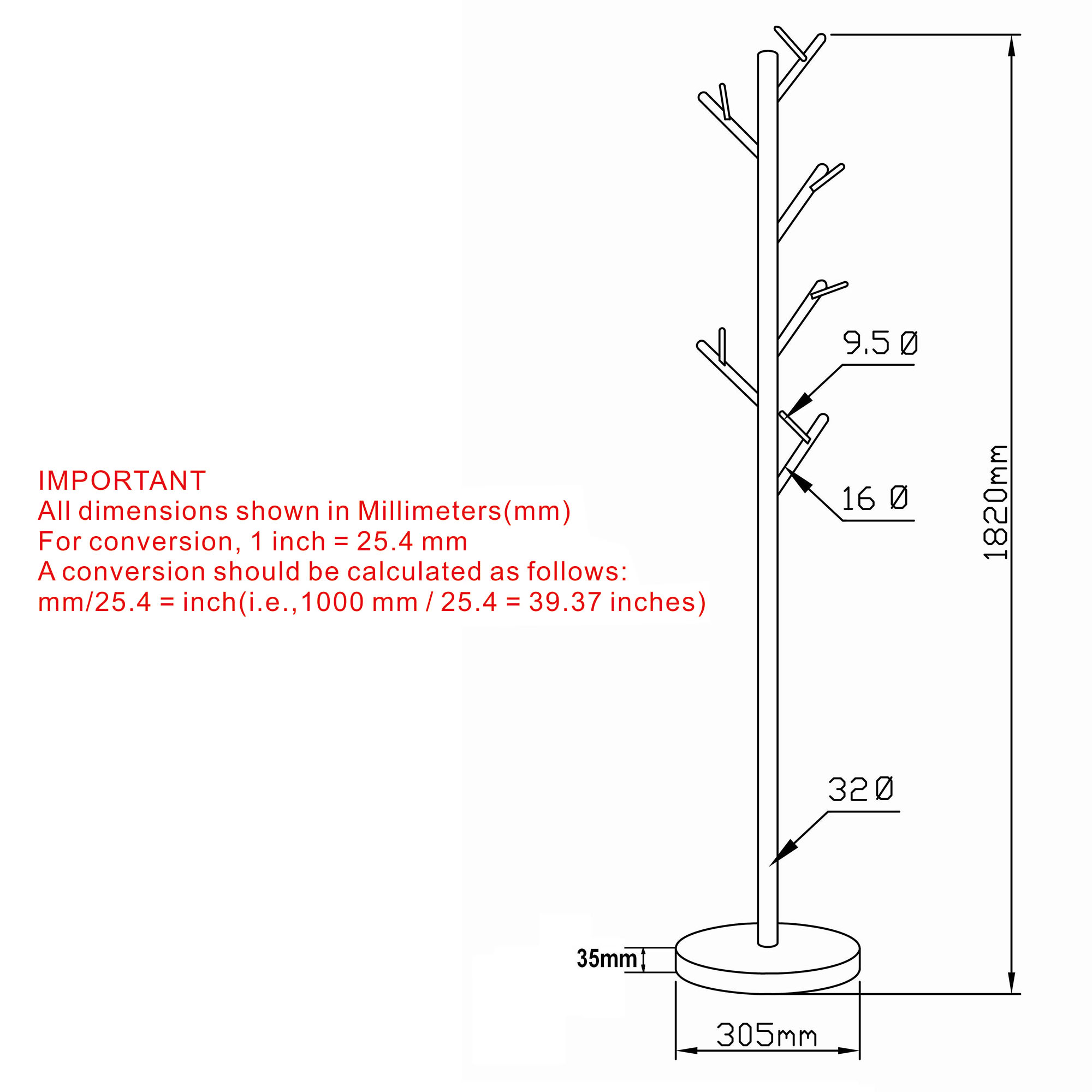 Worldwide Orin Coat Rack in White - Image 3