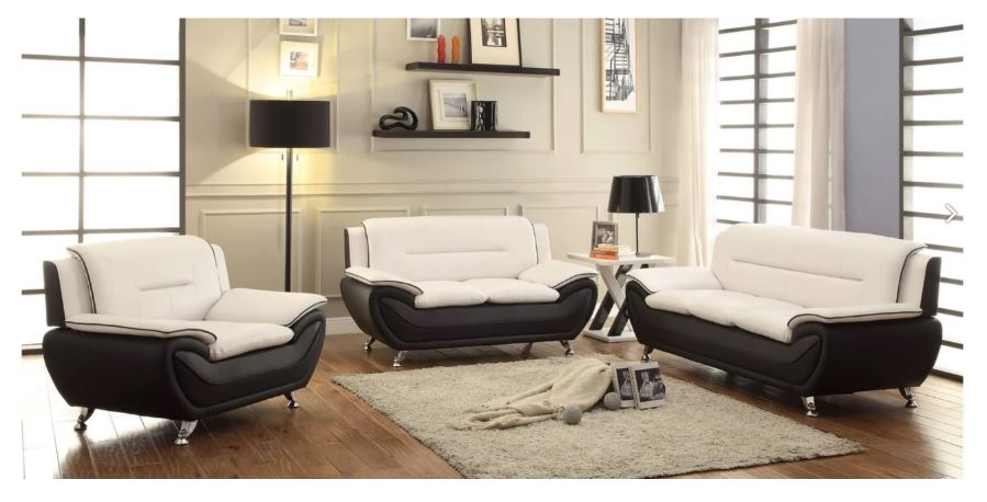 Speedy Beige Black 3pcs Sofa Set