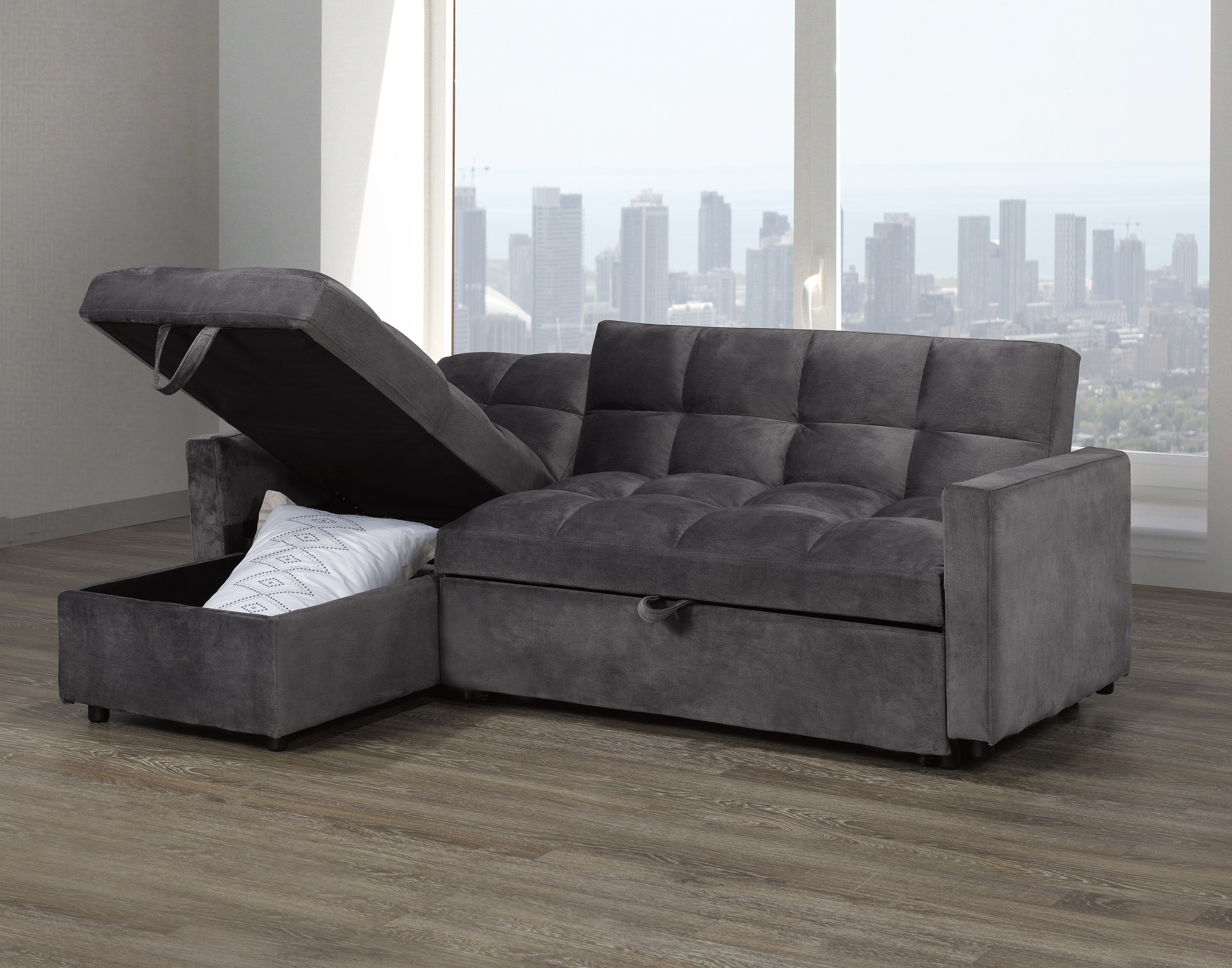 Brassex Jayden Sofa Bed - Grey - Image 3