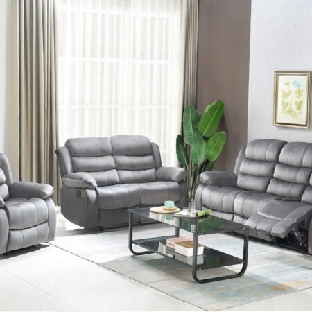 6014 Reclining Sofa Set Grey