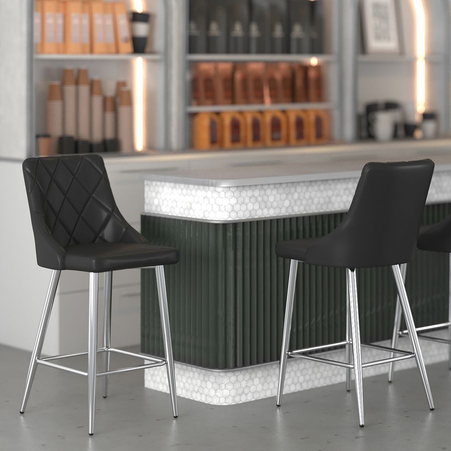 Devo 26" Counter Stool, Set of 2, in Black - Image 2