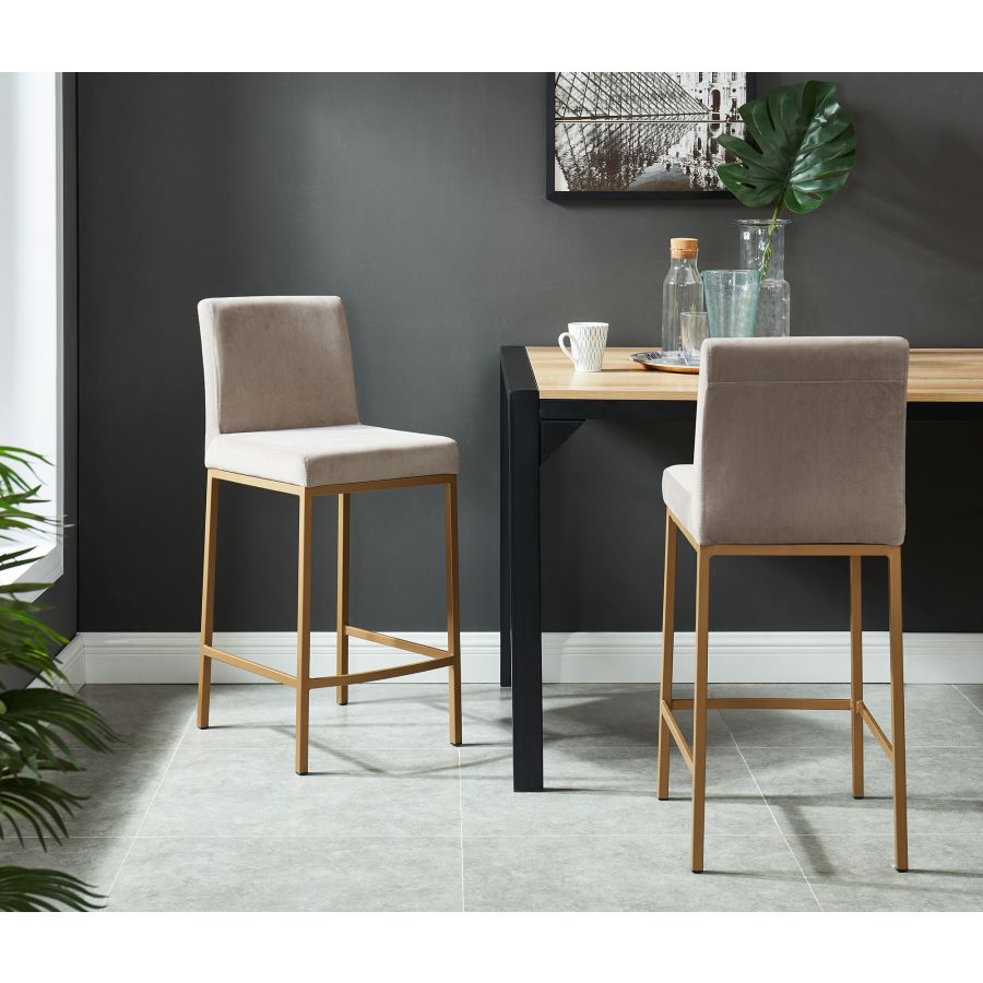 Diego 26 Inch Counter Stool, Set of 2 in Grey and Aged Gold Leg - Image 2