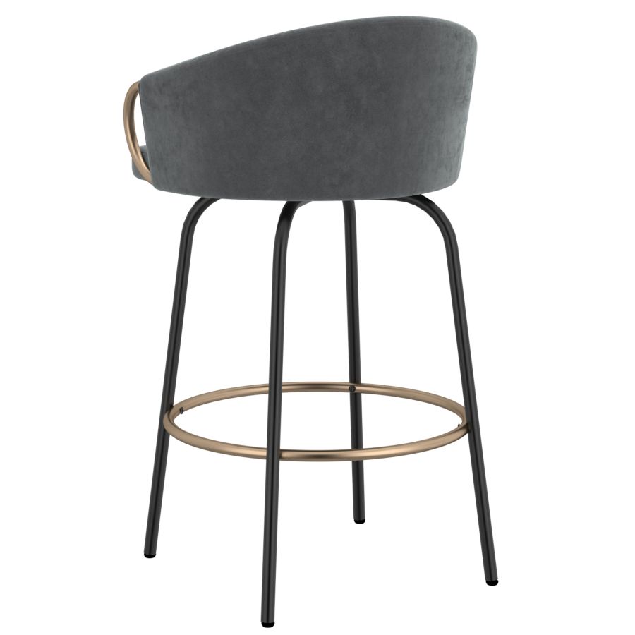 Lavo 26" Counter Stool, Set of 2 in Grey and Black and Gold - Image 8