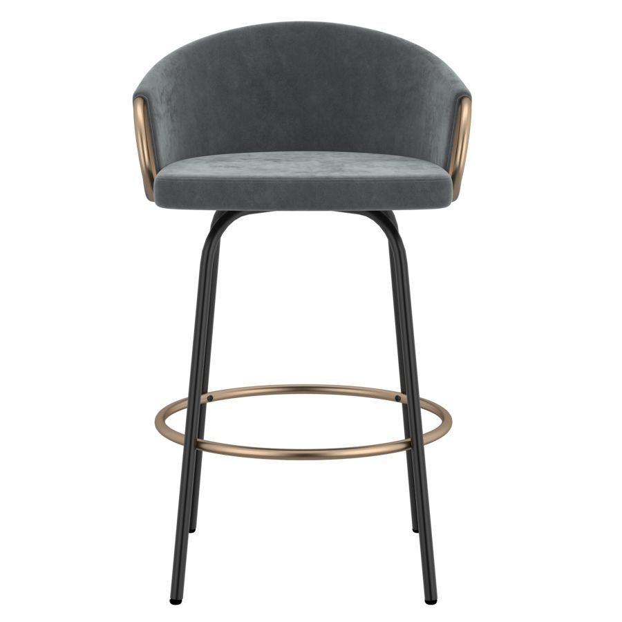 Lavo 26" Counter Stool, Set of 2 in Grey and Black and Gold - Image 7