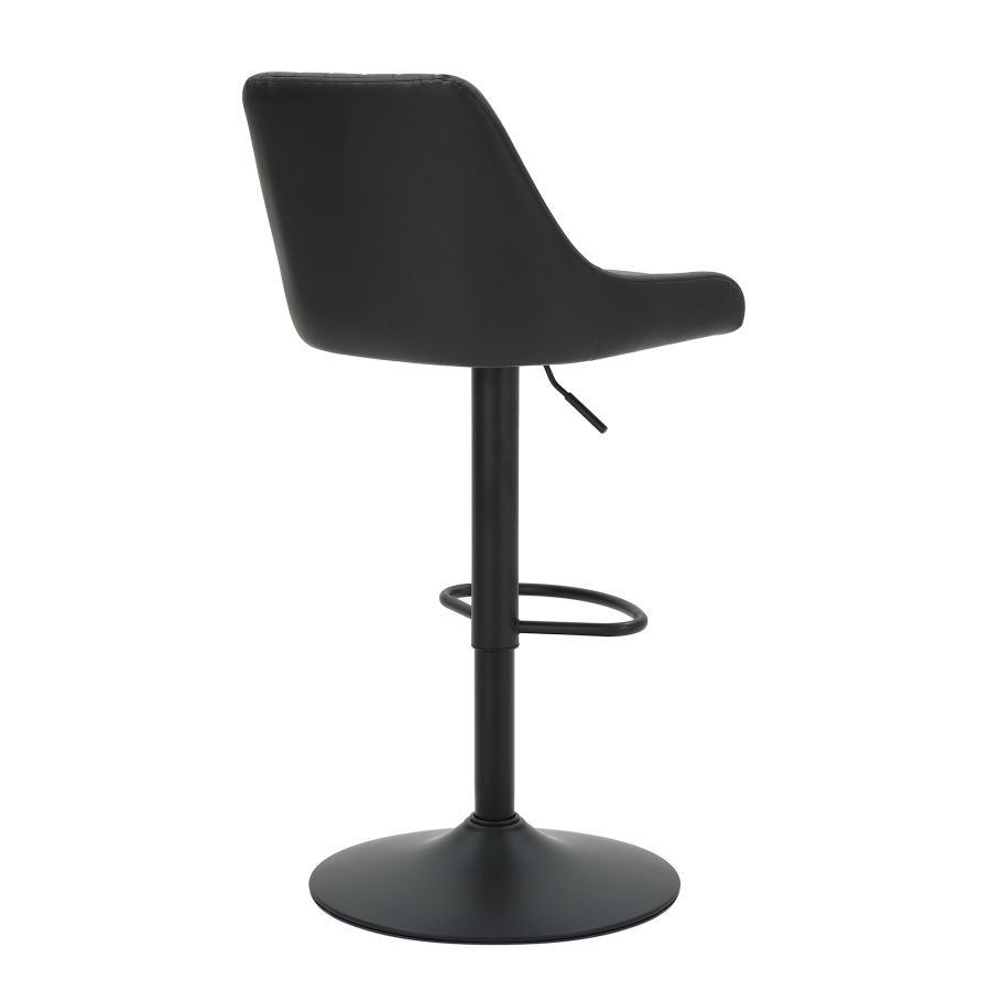 Kron Adjustable Height Air-Lift Swivel Stool, Set of 2, in Black Faux Leather - Image 8