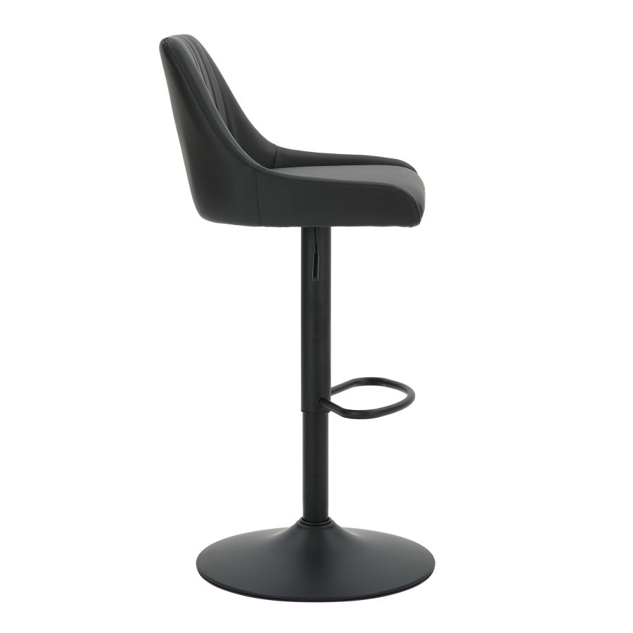 Kron Adjustable Height Air-Lift Swivel Stool, Set of 2, in Black Faux Leather - Image 7