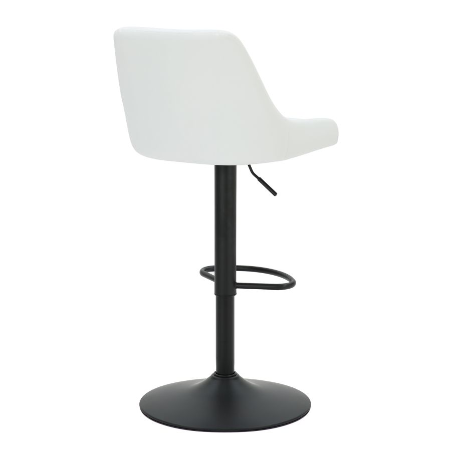 Kron Adjustable Height Air-Lift Swivel Stool, Set of 2, in White Faux Leather - Image 8