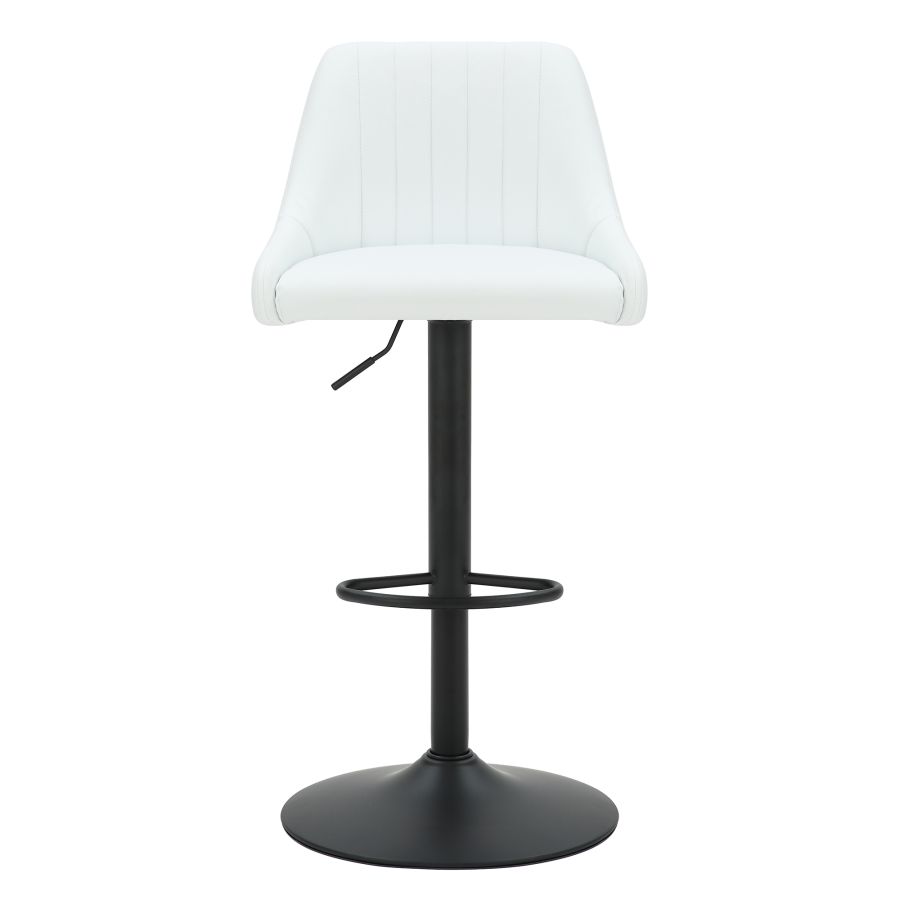 Kron Adjustable Height Air-Lift Swivel Stool, Set of 2, in White Faux Leather - Image 6