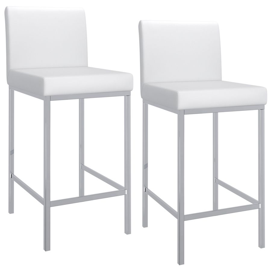 Porto 26" Counter Stool, Set of 2 in White and Chrome - Image 3