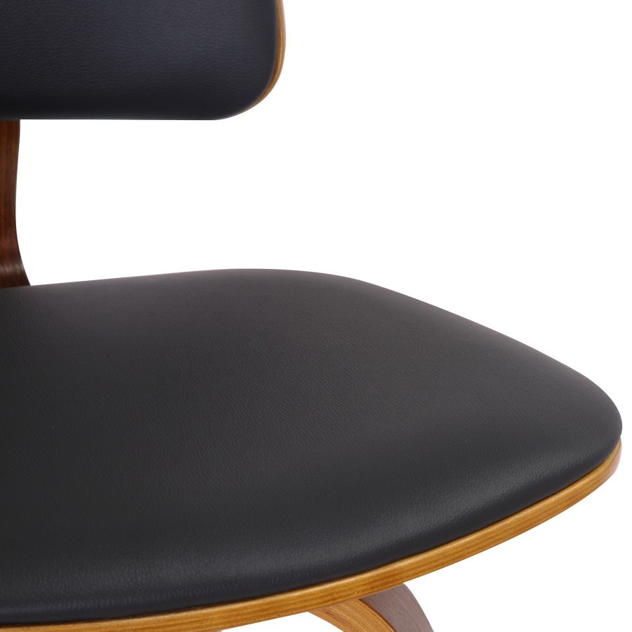 Zuni 26" Counter Stool with Swivel in Black Faux Leather and Walnut - Image 3