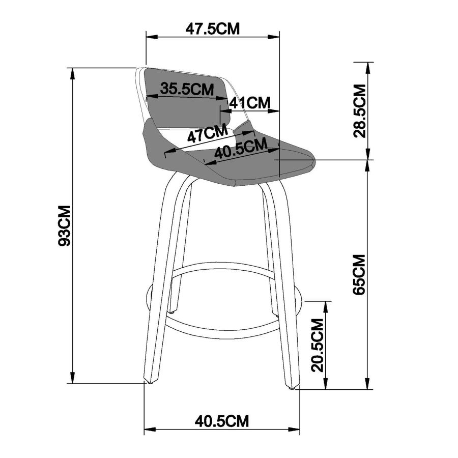 Hudson 26" Counter Stool with Swivel in White Faux Leather and Walnut - Image 5