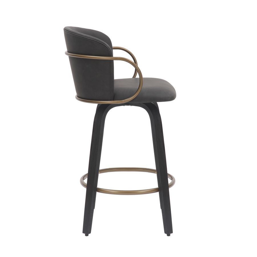 Lawson 26" Counter Stool, Set of 2, with Swivel in Vintage Charcoal, Black and Aged Gold - Image 7