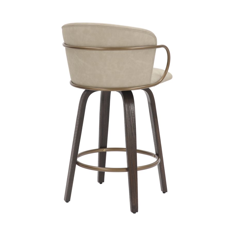 Lawson 26" Counter Stool, Set of 2, with Swivel in Vintage Ivory, Brown and Aged Gold - Image 8