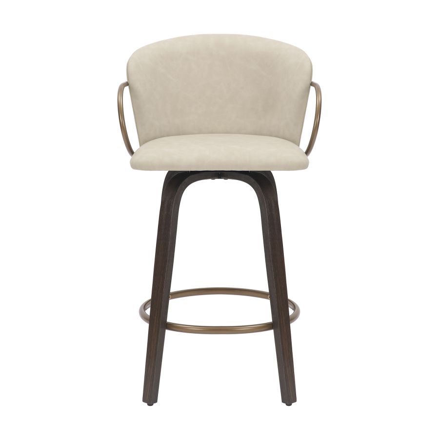 Lawson 26" Counter Stool, Set of 2, with Swivel in Vintage Ivory, Brown and Aged Gold - Image 6
