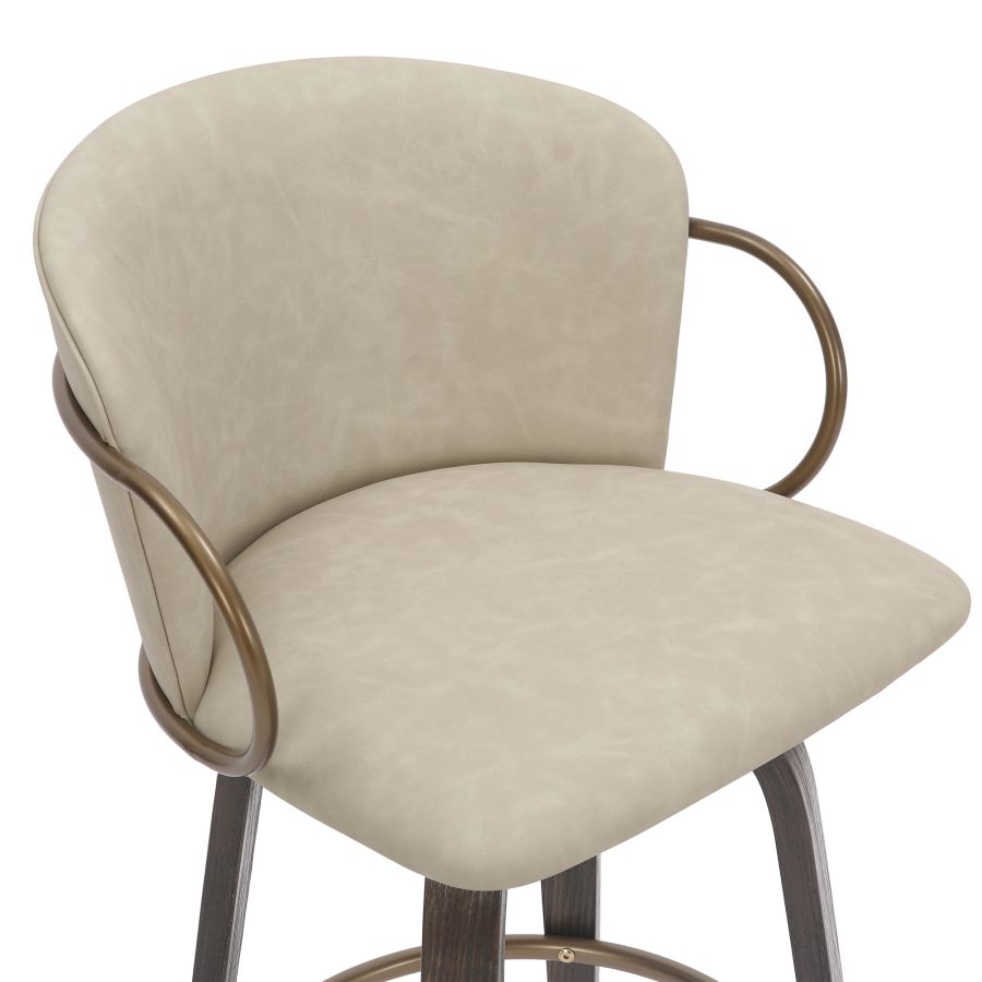 Lawson 26" Counter Stool, Set of 2, with Swivel in Vintage Ivory, Brown and Aged Gold - Image 3