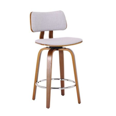 Zuni 26" Counter Stool with Swivel in White Faux Leather and Walnut