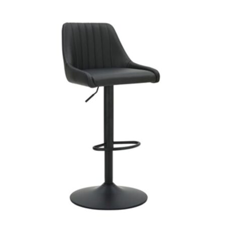 Kron Adjustable Height Air-Lift Swivel Stool, Set of 2, in Black Faux Leather