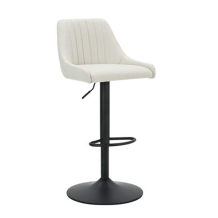 Kron Adjustable Height Air-Lift Swivel Stool, Set of 2, in Beige Fabric