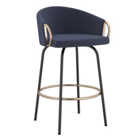 Lavo 26" Counter Stool, Set of 2 in Blue and Black and Gold