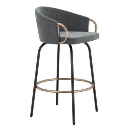 Lavo 26" Counter Stool, Set of 2 in Grey and Black and Gold