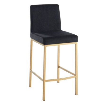 Diego 26 Inch Counter Stool, Set of 2 in Black and Aged Gold Leg