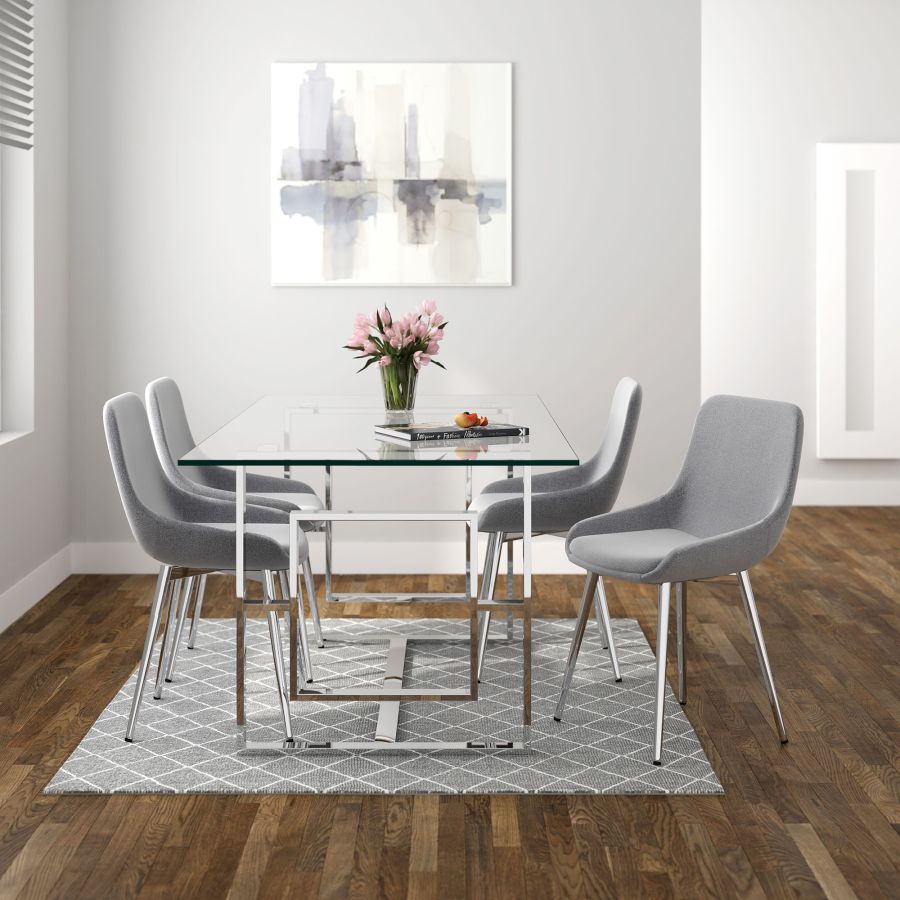 Eros Rectangular Dining Table In Silver - Image 2