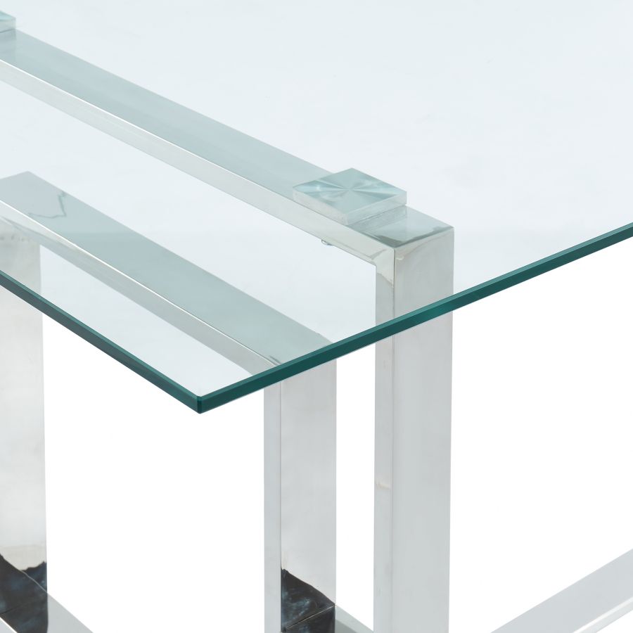 Eros Rectangular Dining Table In Silver - Image 6