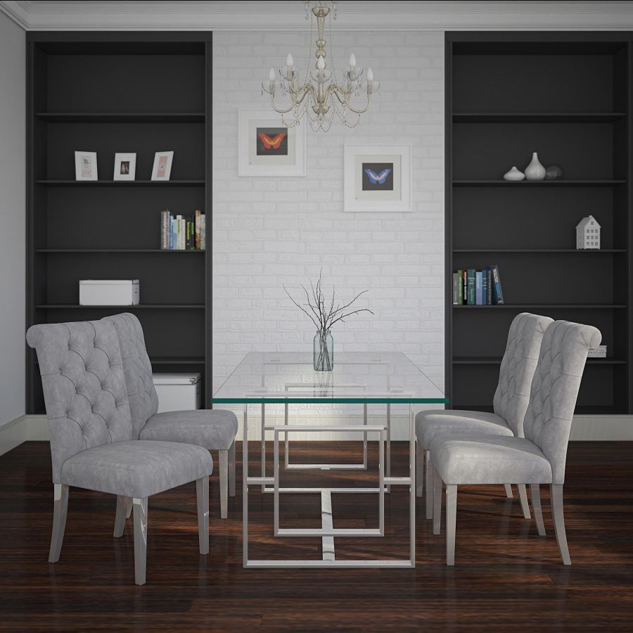 Eros Rectangular Dining Table In Silver - Image 5