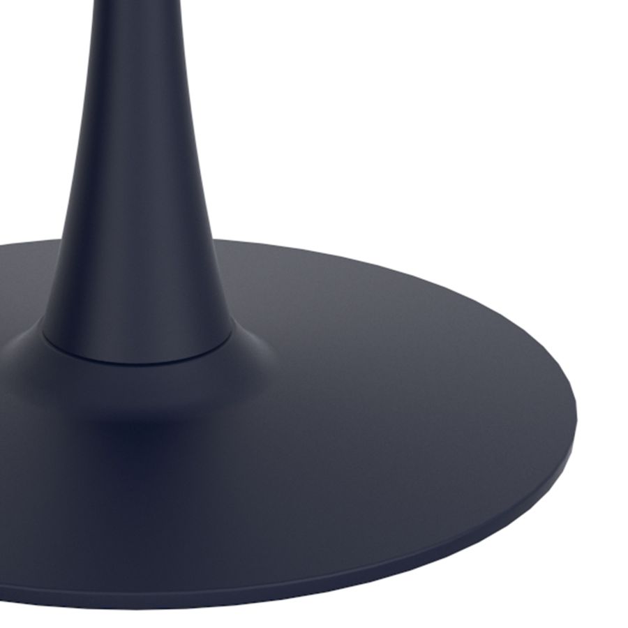 Zilo 40 Inch Round Dining Table In White Faux Marble And Black - Image 3