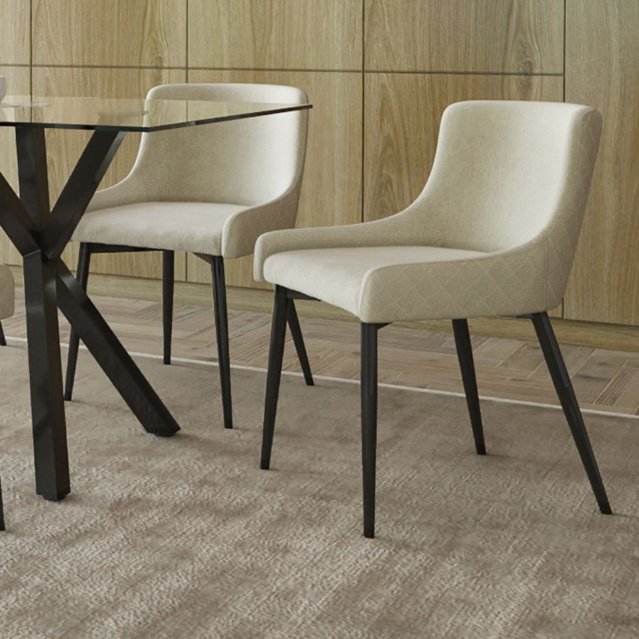 Bianca Side Chair, Set Of 2 In Beige And Black Leg - Image 5