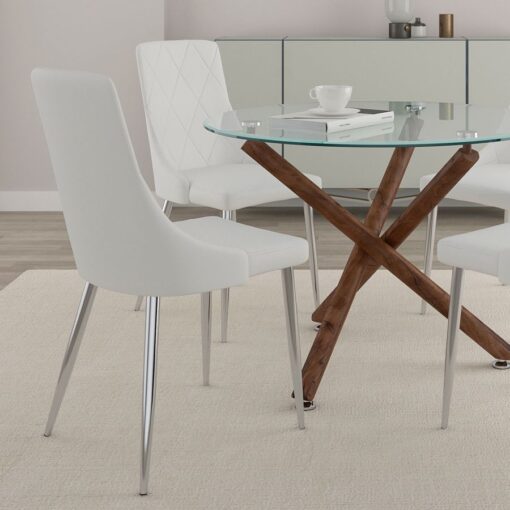 Alternative view of Devo Side Chair, Set of 2 in White and Chrome