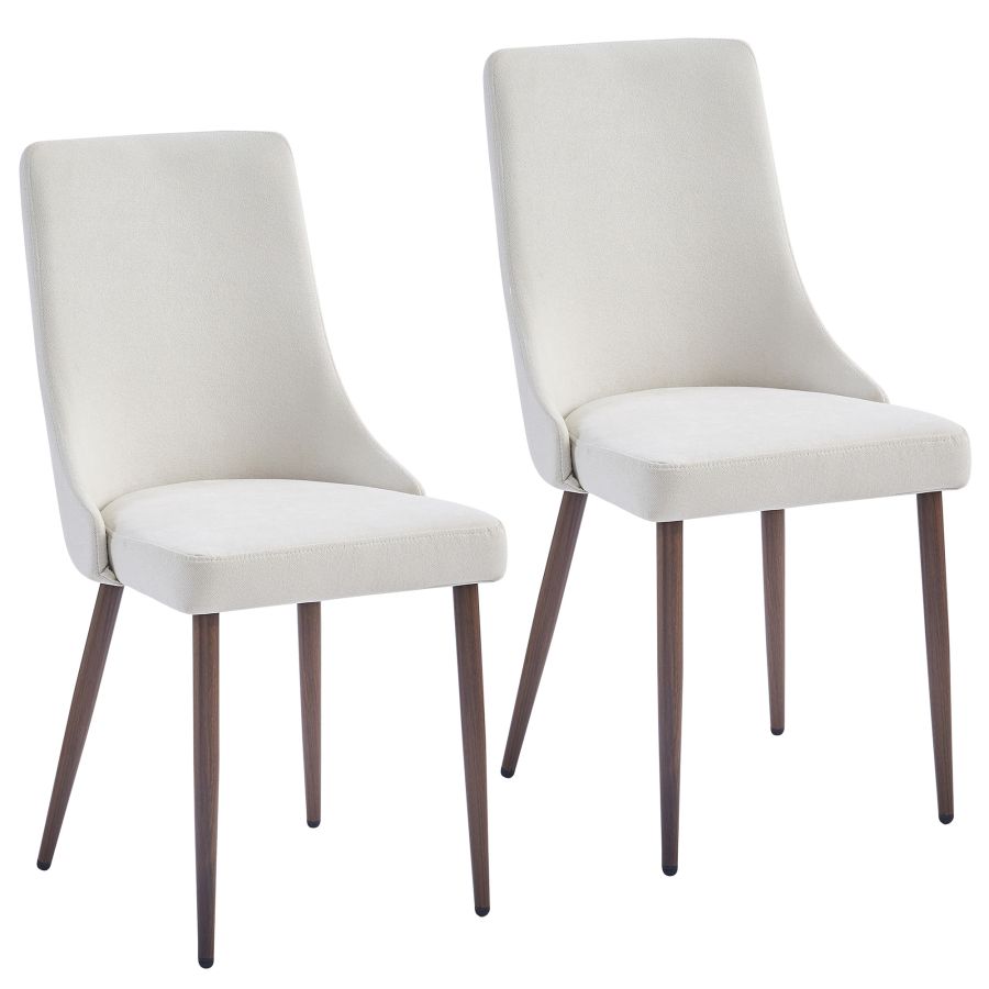Cora Fabric Side Chair, Set Of 2 In Beige And Walnut - Image 3