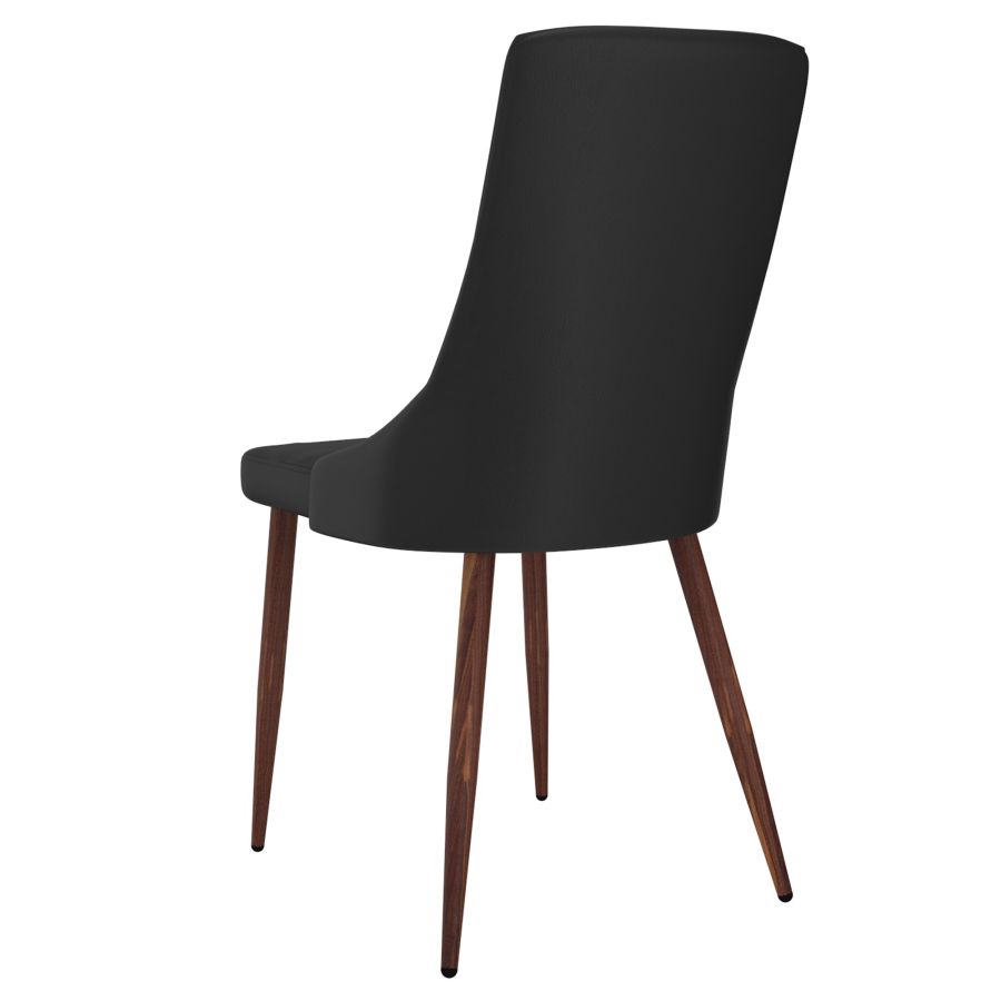 Cora Faux Leather Side Chair, Set of 2 in Black and Walnut - Image 8