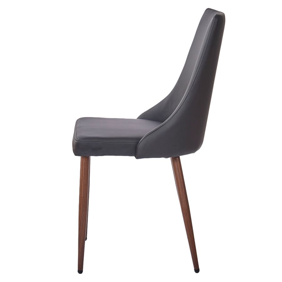 Cora Faux Leather Side Chair, Set of 2 in Black and Walnut - Image 7
