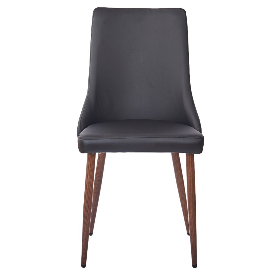 Cora Faux Leather Side Chair, Set of 2 in Black and Walnut - Image 6