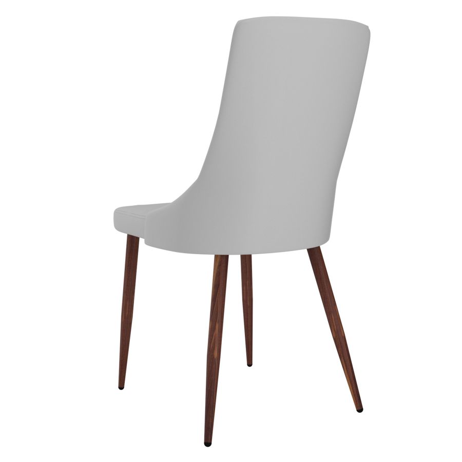 Cora Faux Leather Side Chair, Set Of 2 In Light Grey And Walnut - Image 8